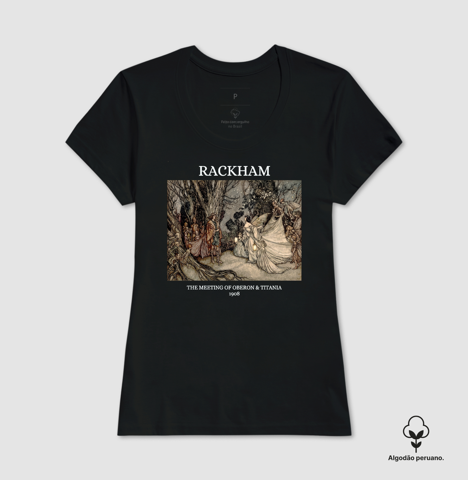 Camiseta Algodão Peruano Arthur Rackham Sonho De Uma Noite De Verão - Imagem 4