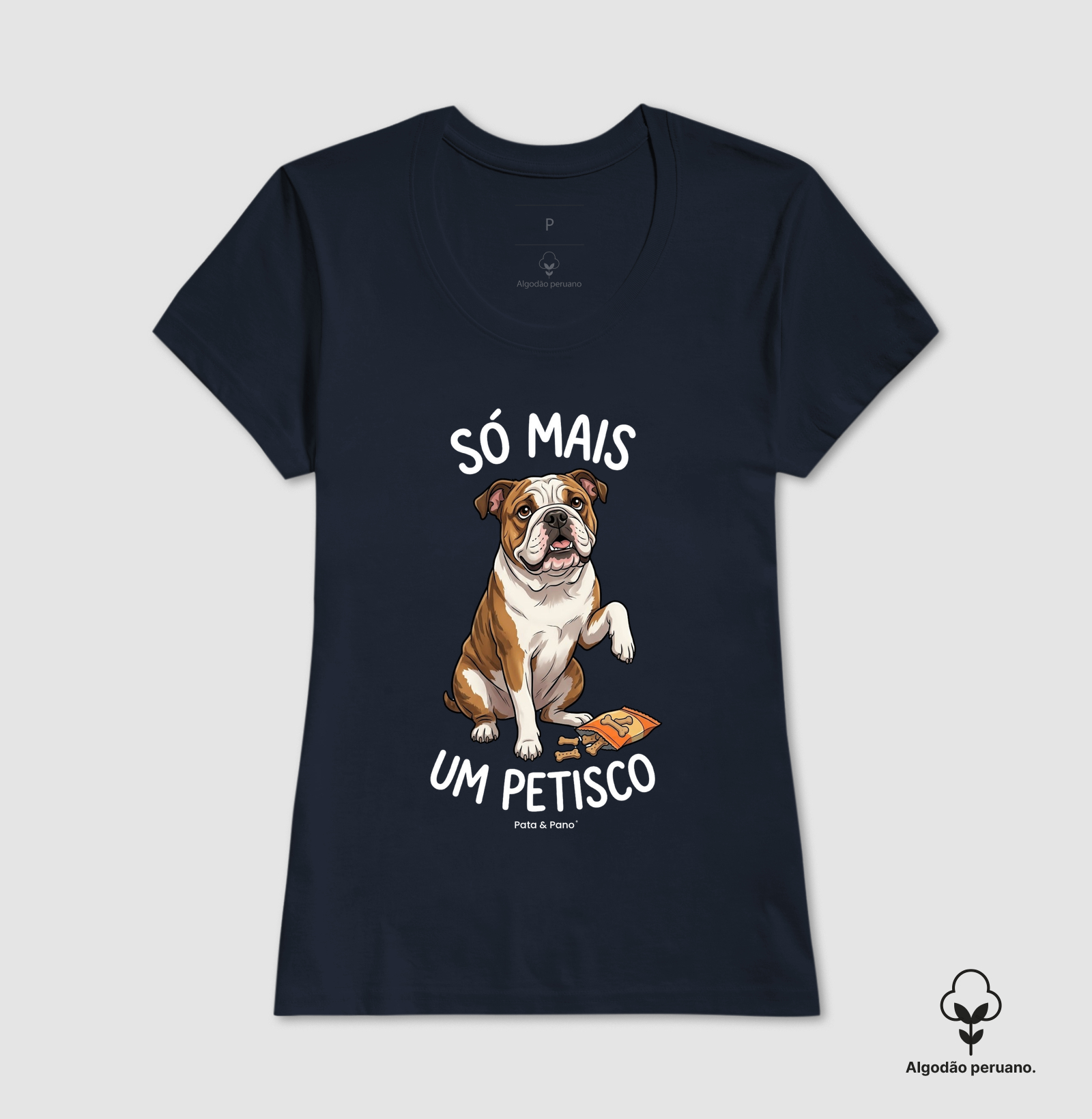 CAMISETA ALGODÃO PERUANO BULLDOGUE INGLÊS PETISCO - Imagem 4