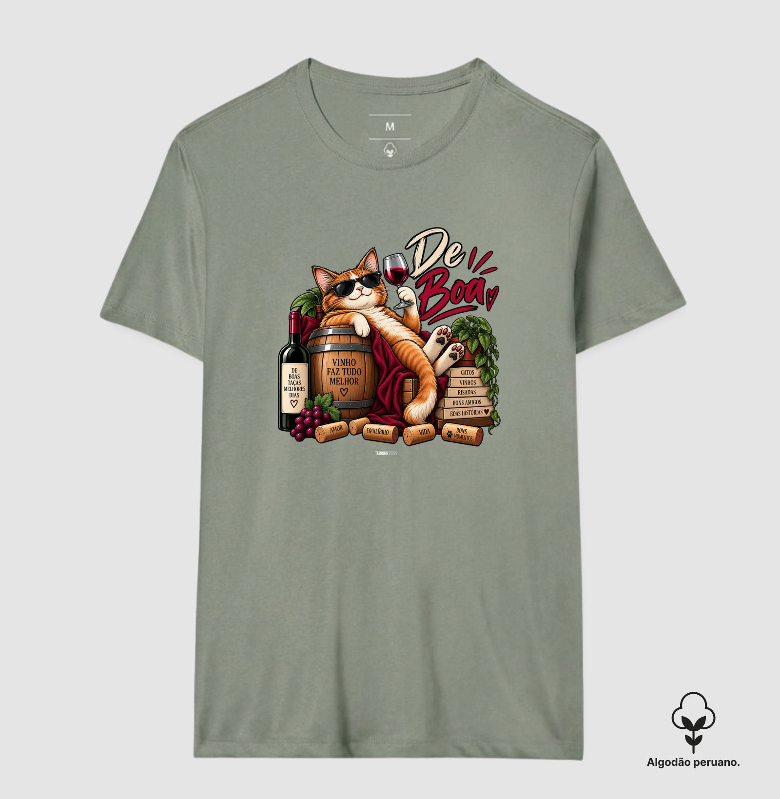 Camiseta “De Boa” Gato com Vinho – Estilo Relax & Life Mood - Imagem 9