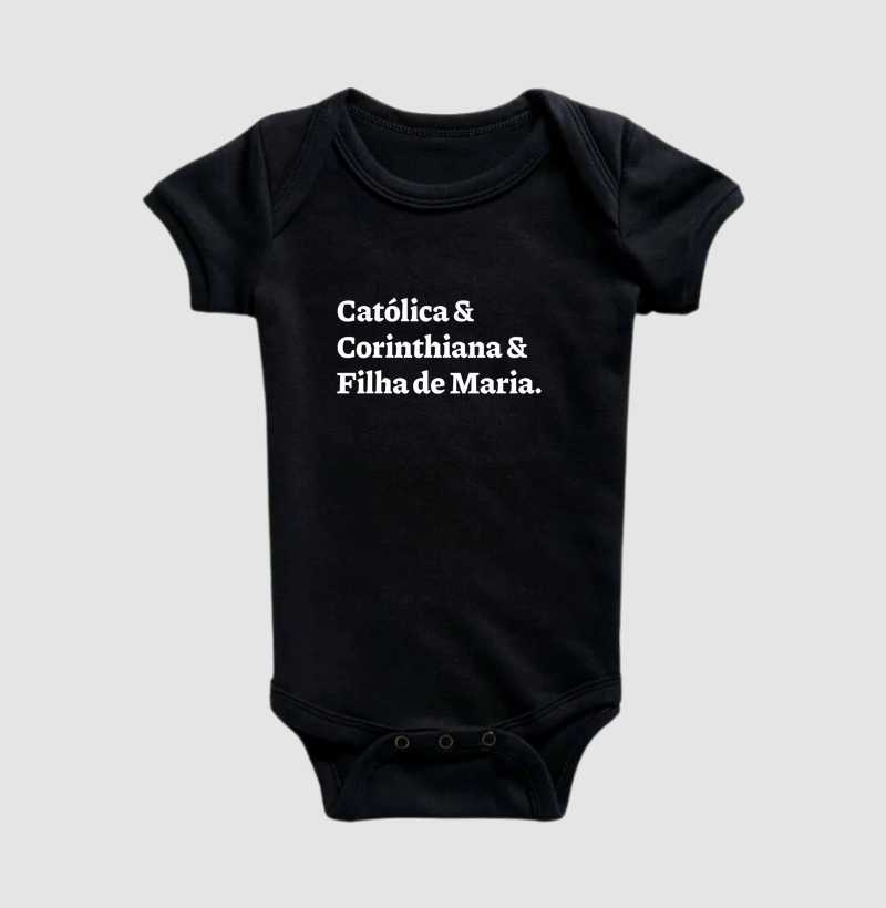 Católica & Corinthiana & Filha de Maria - Body Infantil - Imagem 5