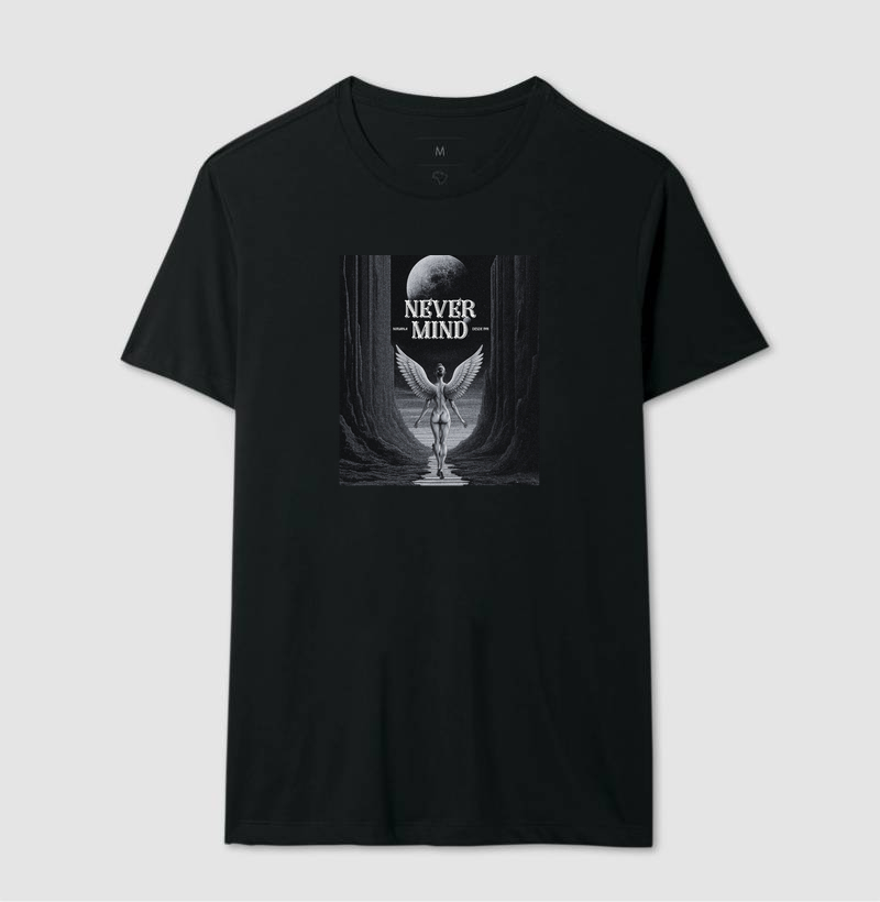 Camiseta Never Mind. Coleção Música. Masculino e feminino. Algodão Premium. - Imagem 2