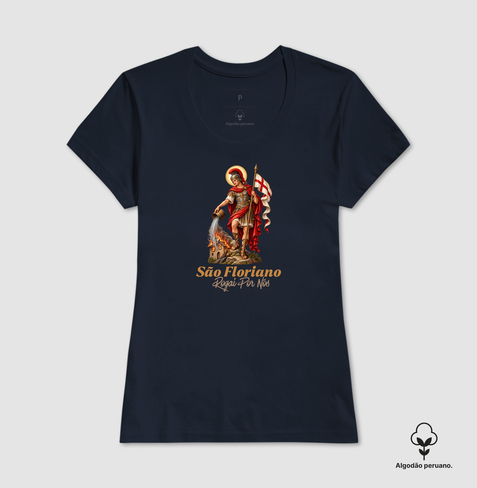 Camiseta Algodão Peruano São Floriano Rogai Por nós - Imagem 3