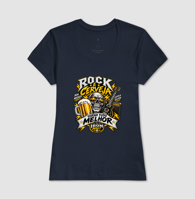Camiseta Rock e Cerveja Caveira com Guitarra – Estilo Rock’n Roll | Iron Malte - Imagem 5