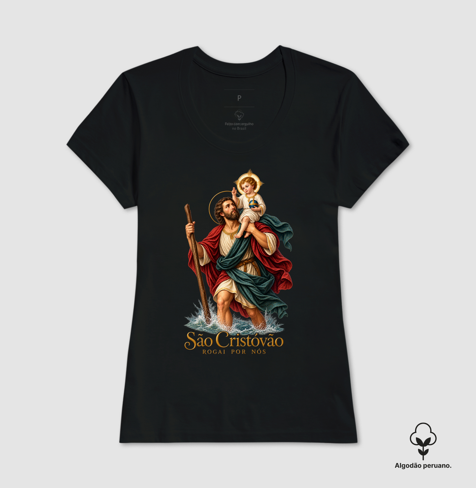 Camiseta Algodão Peruano São Cristóvão Rogai Por Nós - Imagem 8