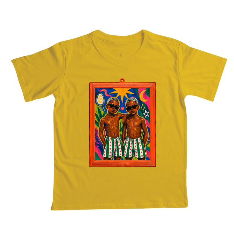 Camiseta Infantil São Cosme e Damião Moldura Espelho - Imagem 5