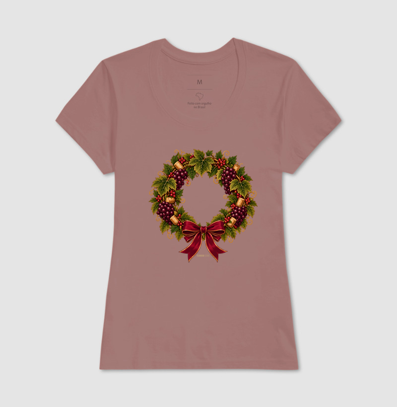 Camiseta Guirlanda de Natal do Vinho – Uvas, Rolhas e Laço - Imagem 17
