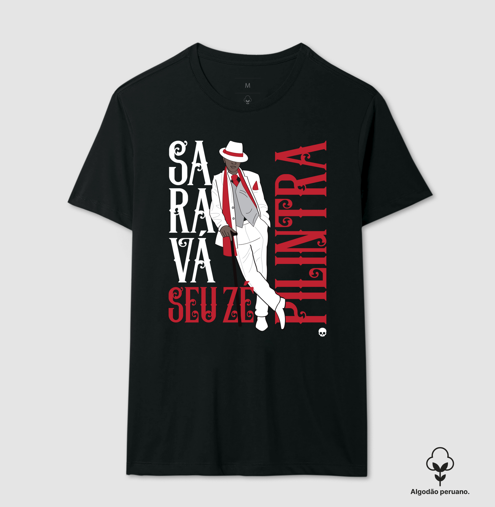 Camiseta Umbanda Saravá Seu Zé Pilintra - Em Algodão Peruano - Imagem 2