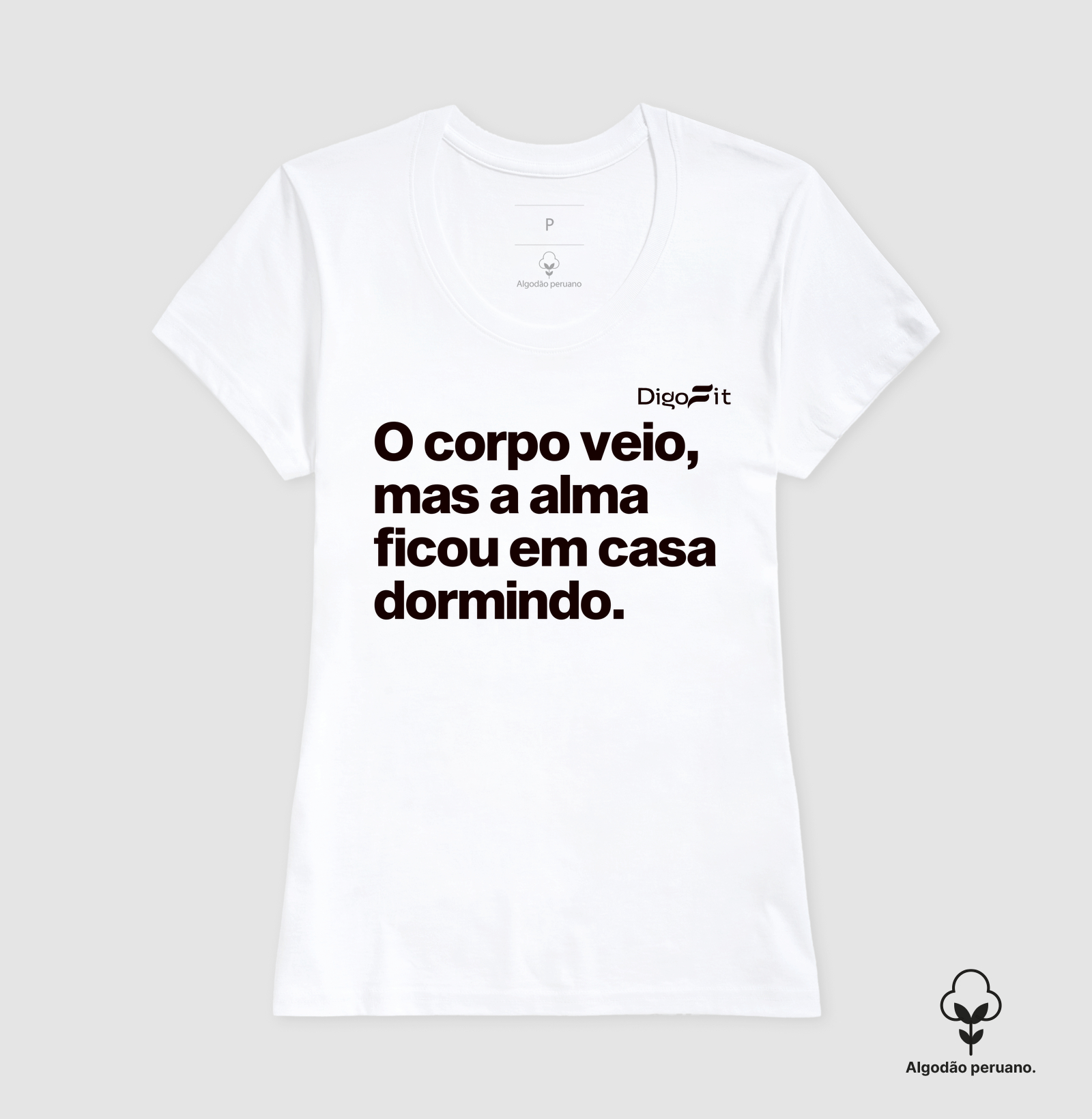 CAMISETA ALGODÃO PERUANO ACADEMIA O CORPO VEIO MAS A ALMA FICOU EM CASA - Imagem 4