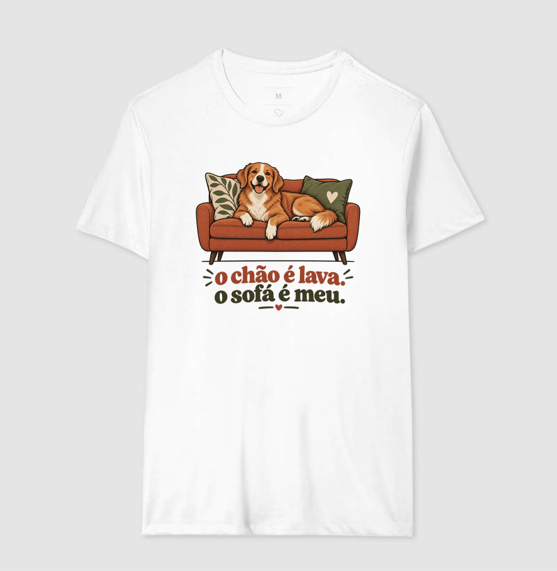 Camiseta Cachorro Sofá "o chão é lava. o sofá é meu." | Pelo & Pano - Imagem 4