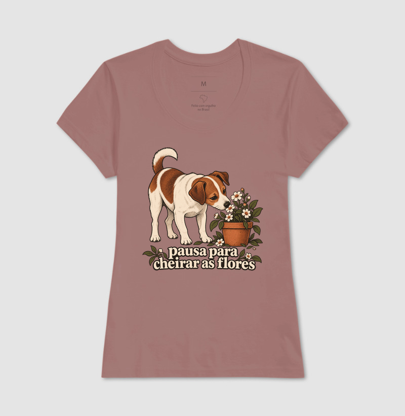 Camiseta Cachorro Flores "pausa para cheirar as flores" | Pelo & Pano - Imagem 17