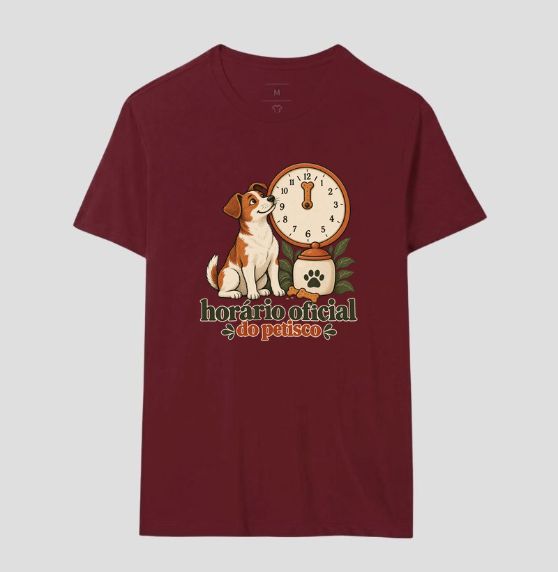 Camiseta Cachorro Petisco "horário oficial do petisco" | Pelo & Pano - Imagem 18