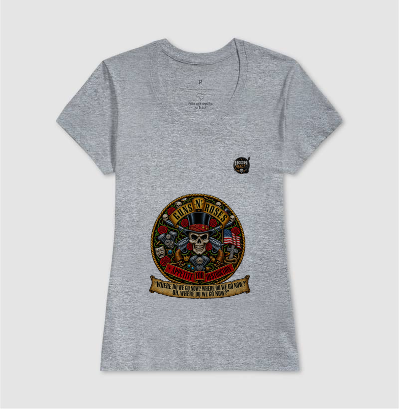 Camiseta Guns N’ Roses Caveira, Rosas e Revólveres - Imagem 9