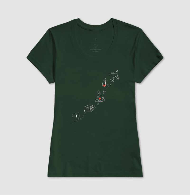 Camiseta Livro Cafe Vinho Aviao | Rota da Vida Viajante | Colecao Viciados em Viagem - Imagem 16