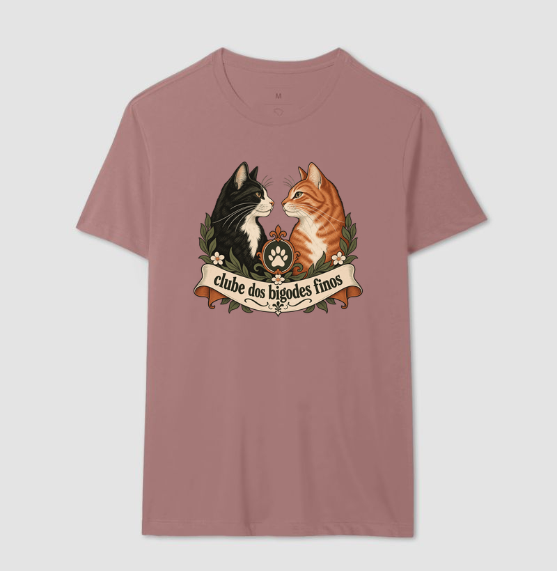 Camiseta Gato Clássica "clube dos bigodes finos" | Pelo & Pano - Imagem 16