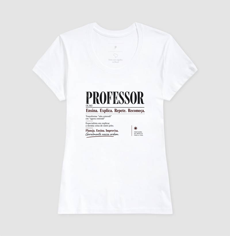 Camiseta Masculina Algodão Definição Professor Estampa Docente - Imagem 5