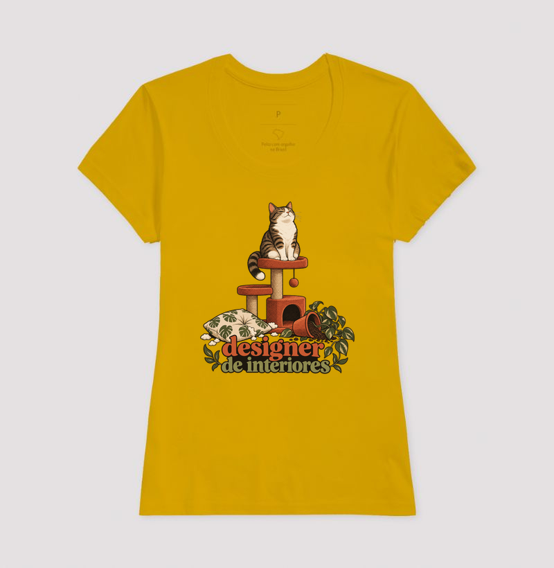 Camiseta Gato Humor "designer de interiores" | Pelo & Pano - Imagem 15