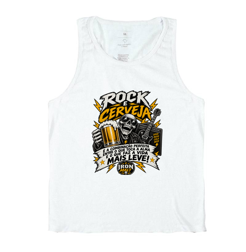 Camiseta Regata Rock e Cerveja – Estampa Rock and Roll, Música e Cerveja - Imagem 2