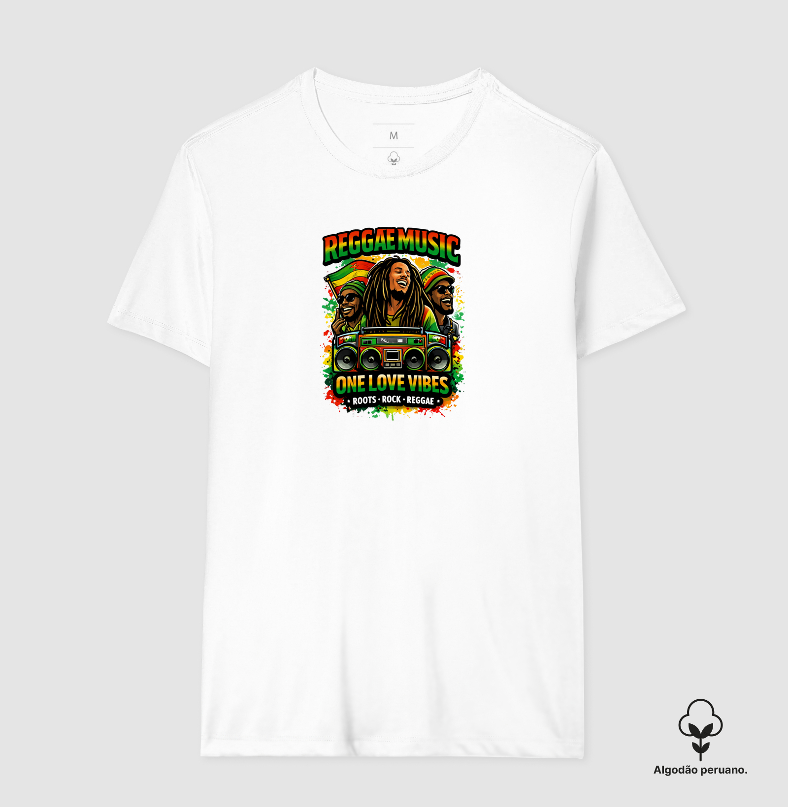 Camiseta One Love Vibes.  Coleção Reggae Music. Masculina e Feminina. Algodão Peruano. - Imagem 9