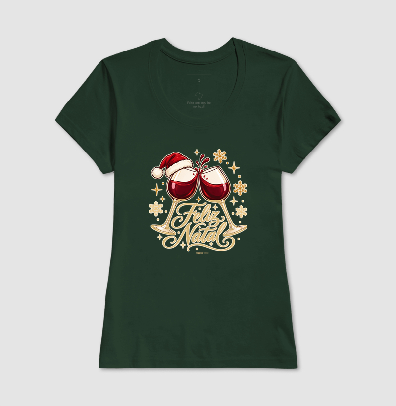 Camiseta Feliz Natal – Brinde de Taças de Vinho - Imagem 13