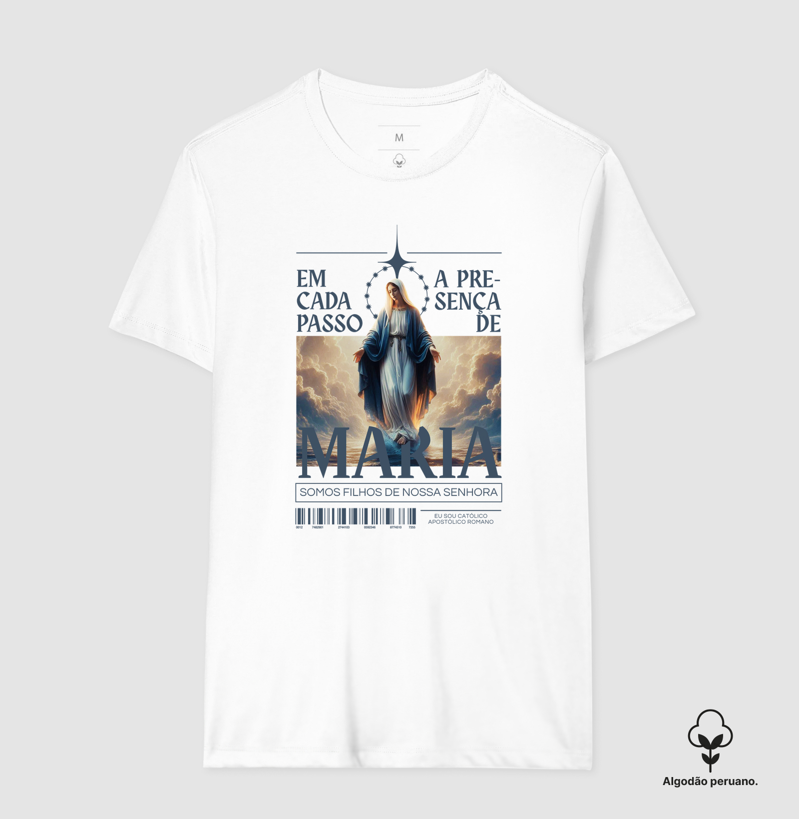 Camiseta Algodão Peruano Em Cada Passo A Presença de Maria - Imagem 4