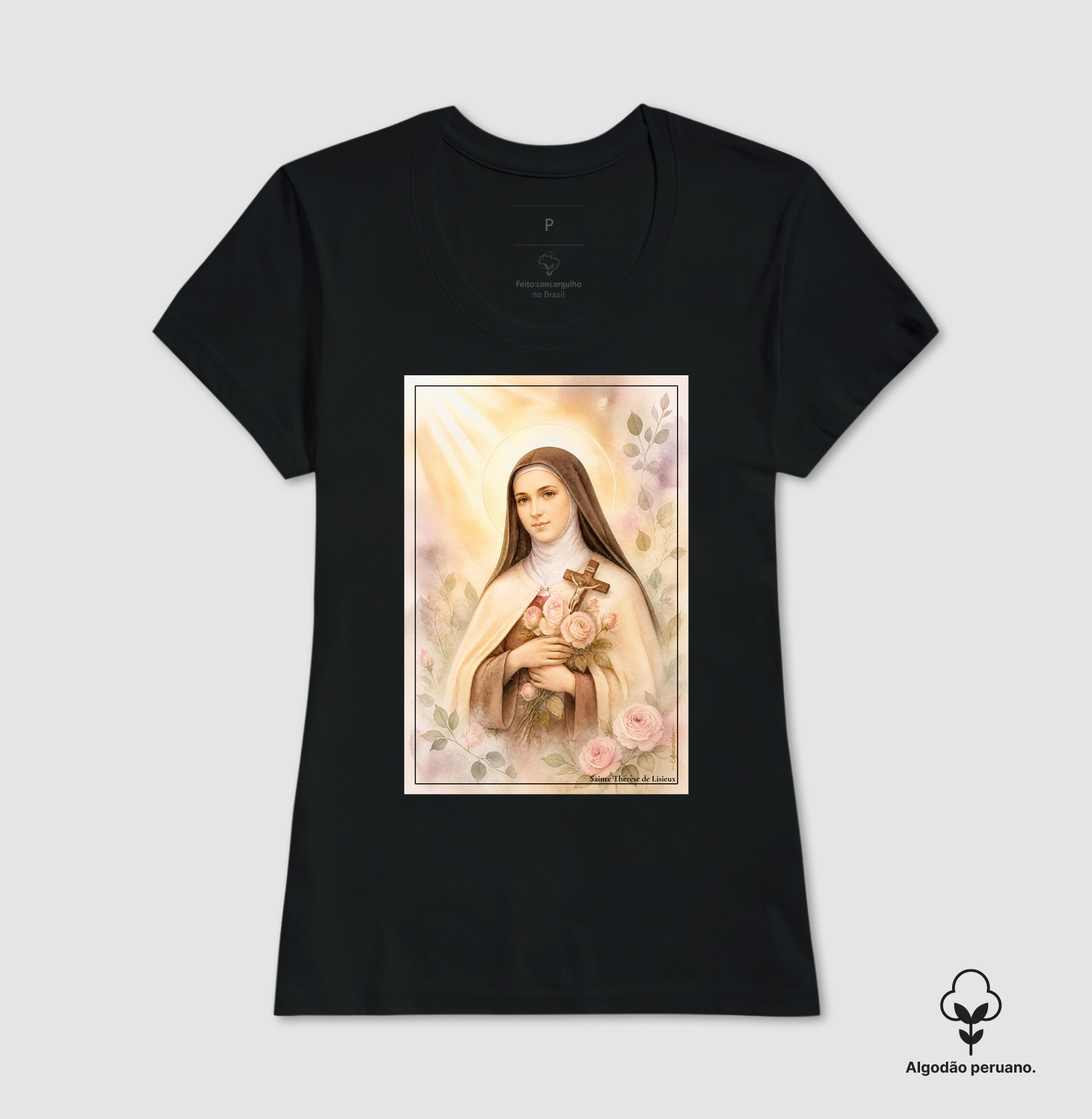 Santa Teresinha do Menino Jesus - Arte em Aquarela com Rosas - Imagem 3
