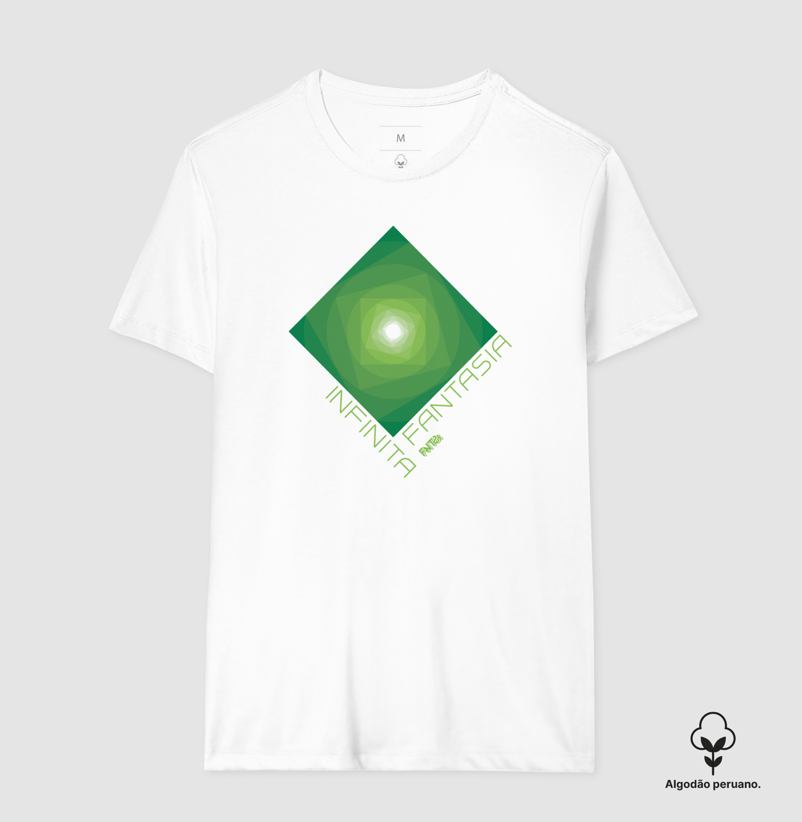 T-SHIRT "INFINITA FANTASIA" / VERDE -ESTAMPA GRANDE (ALGODÃO PERUANO)