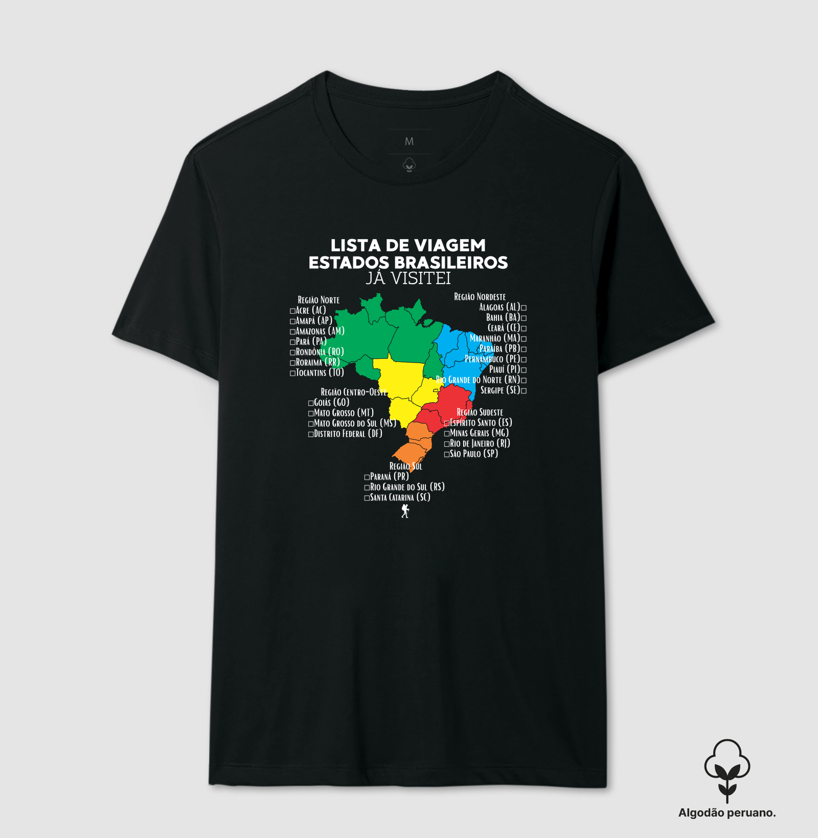 Camiseta Lista de Viagem Estados Brasileiros Ja Visitei | Mapa Brasil Auto Personalizavel | Colecao Personalizaveis - Imagem 6