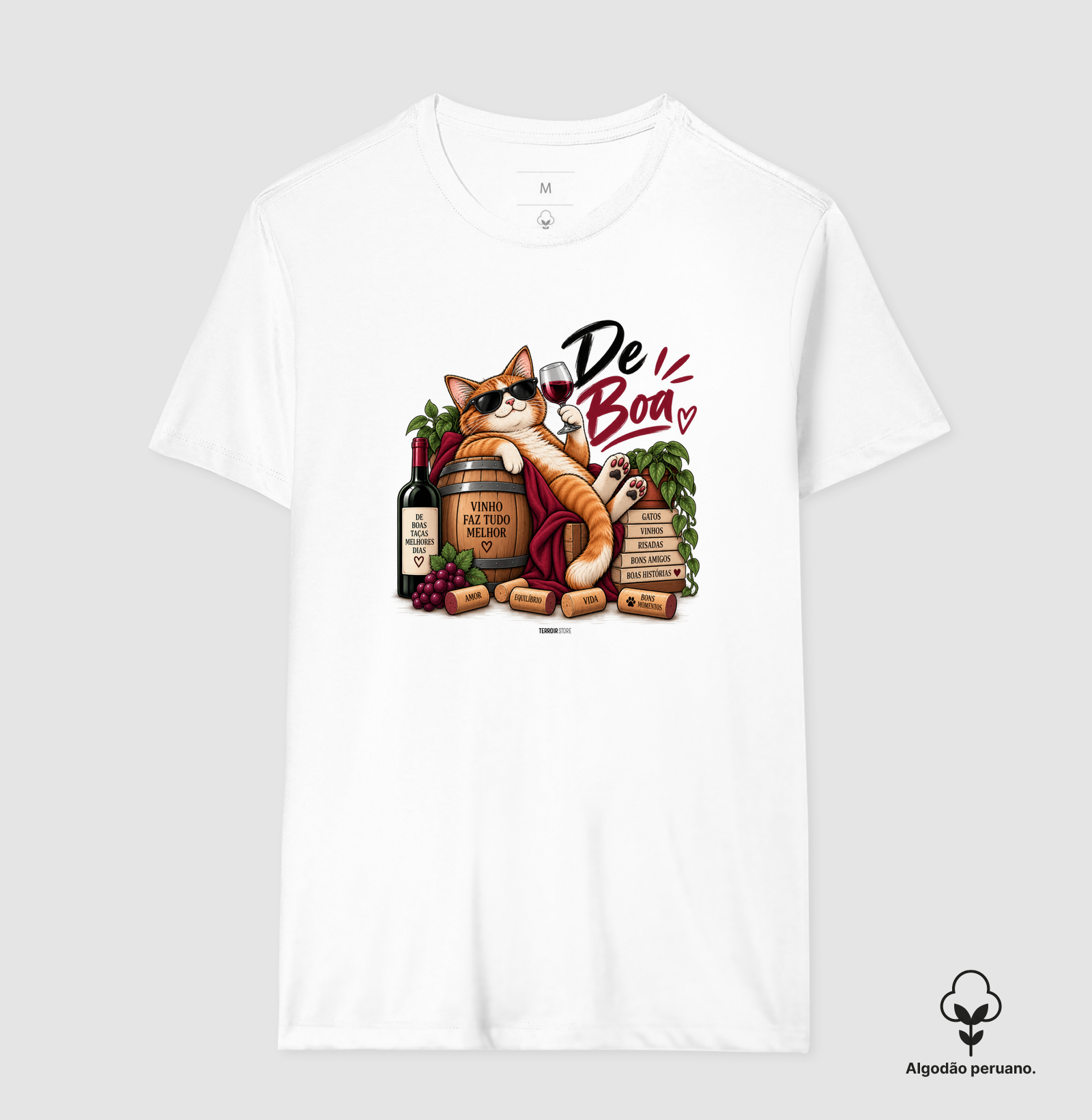 Camiseta “De Boa” Gato com Vinho – Estilo Relax & Life Mood - Imagem 6