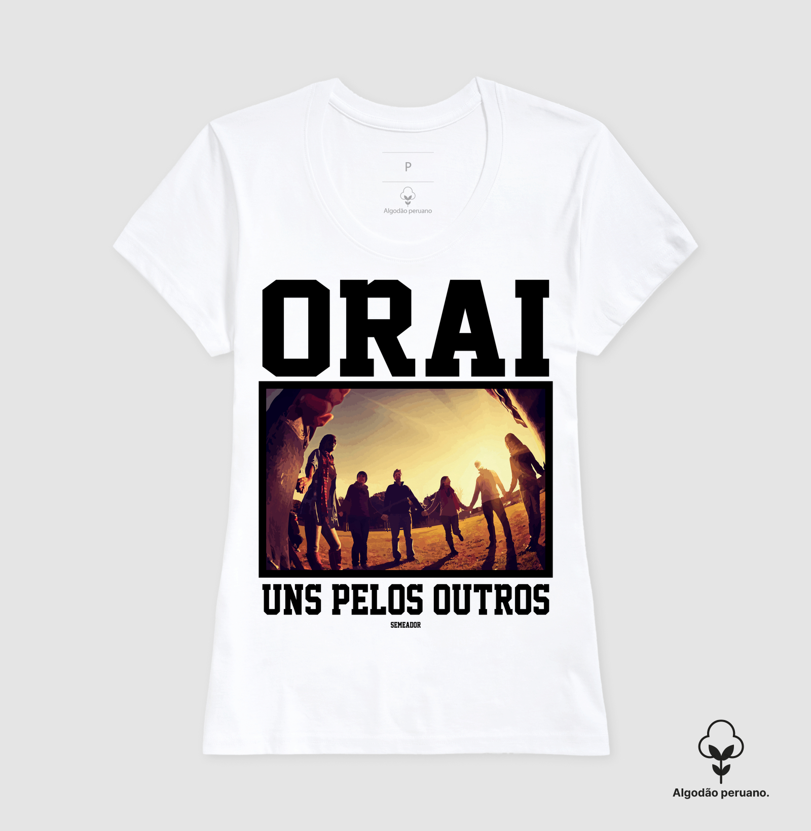 Camiseta Algodão Peruano Cristã Orai Uns Pelos Outros - Imagem 4