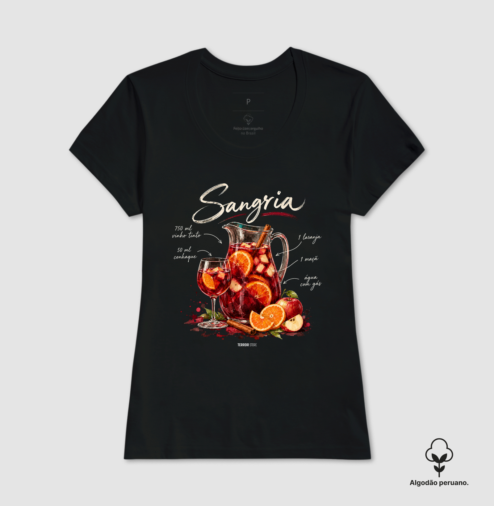 Camiseta Algodão Peruano Sangria – Drink com Vinho Tinto e Frutas - Imagem 4