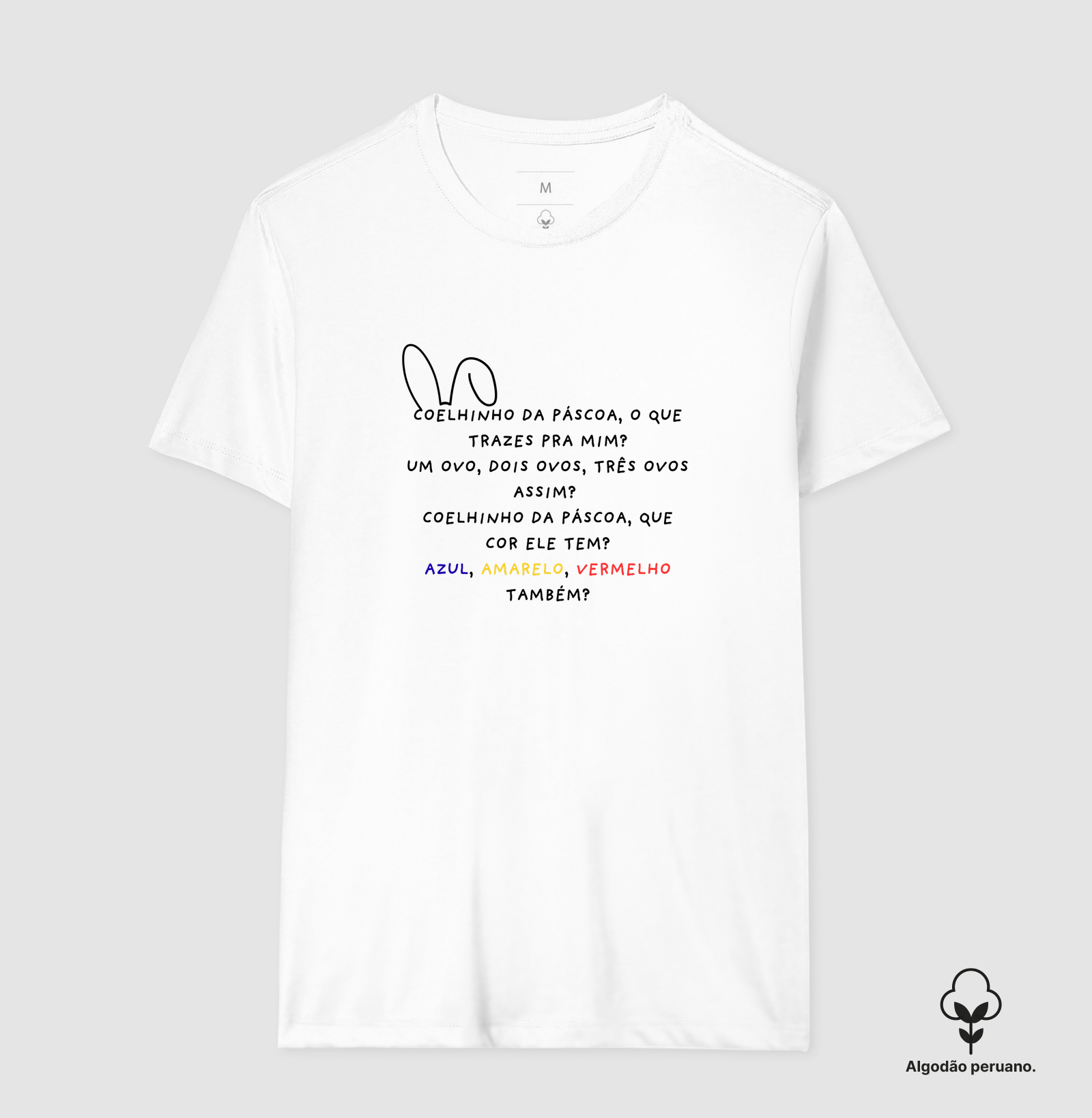 Práxis Camiseta Algodão Peruano Colorida Coelhinho da Páscoa