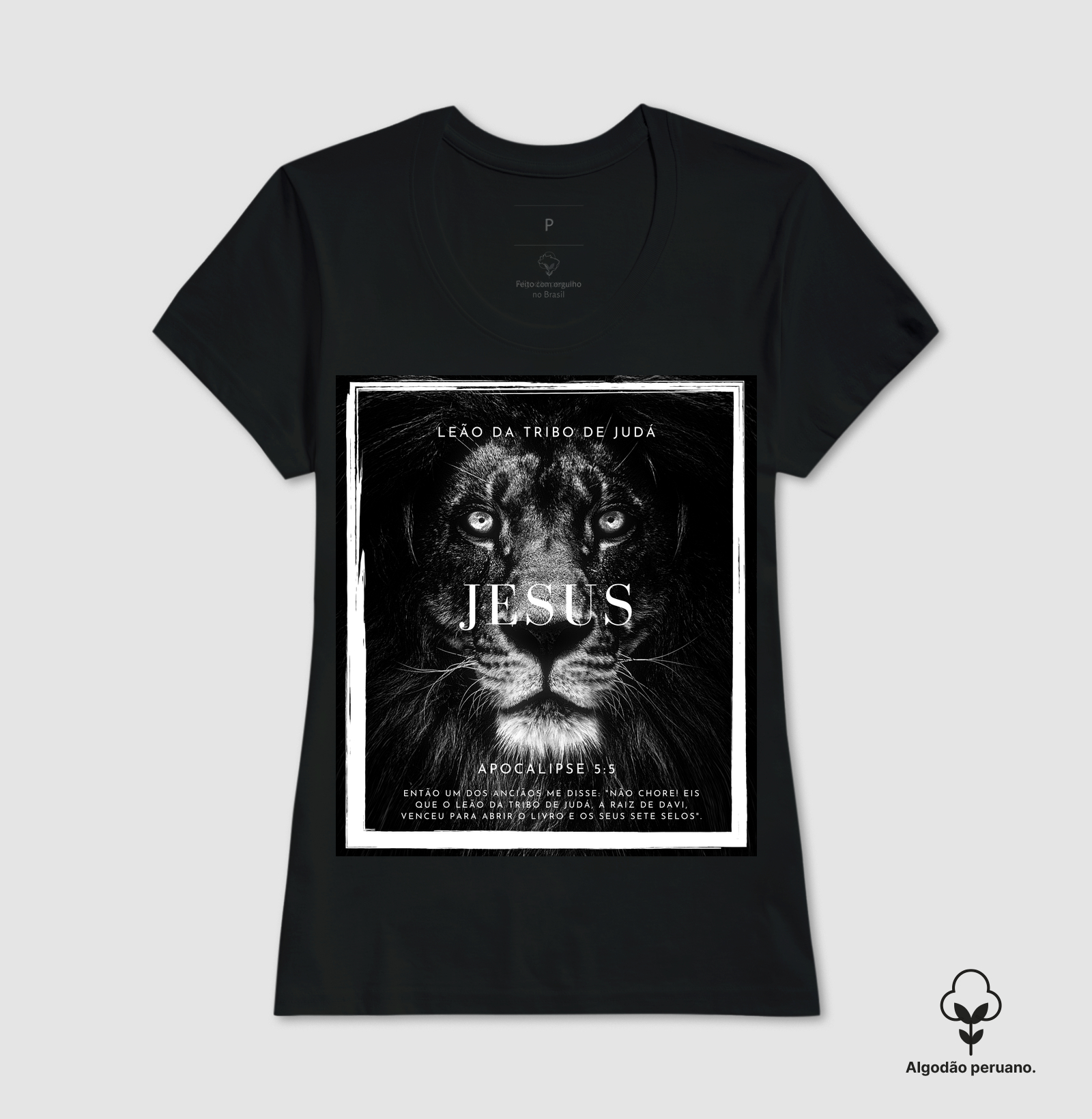 Camiseta Algodão Peruano Cristã Leão da Tribo de Judá - Imagem 8