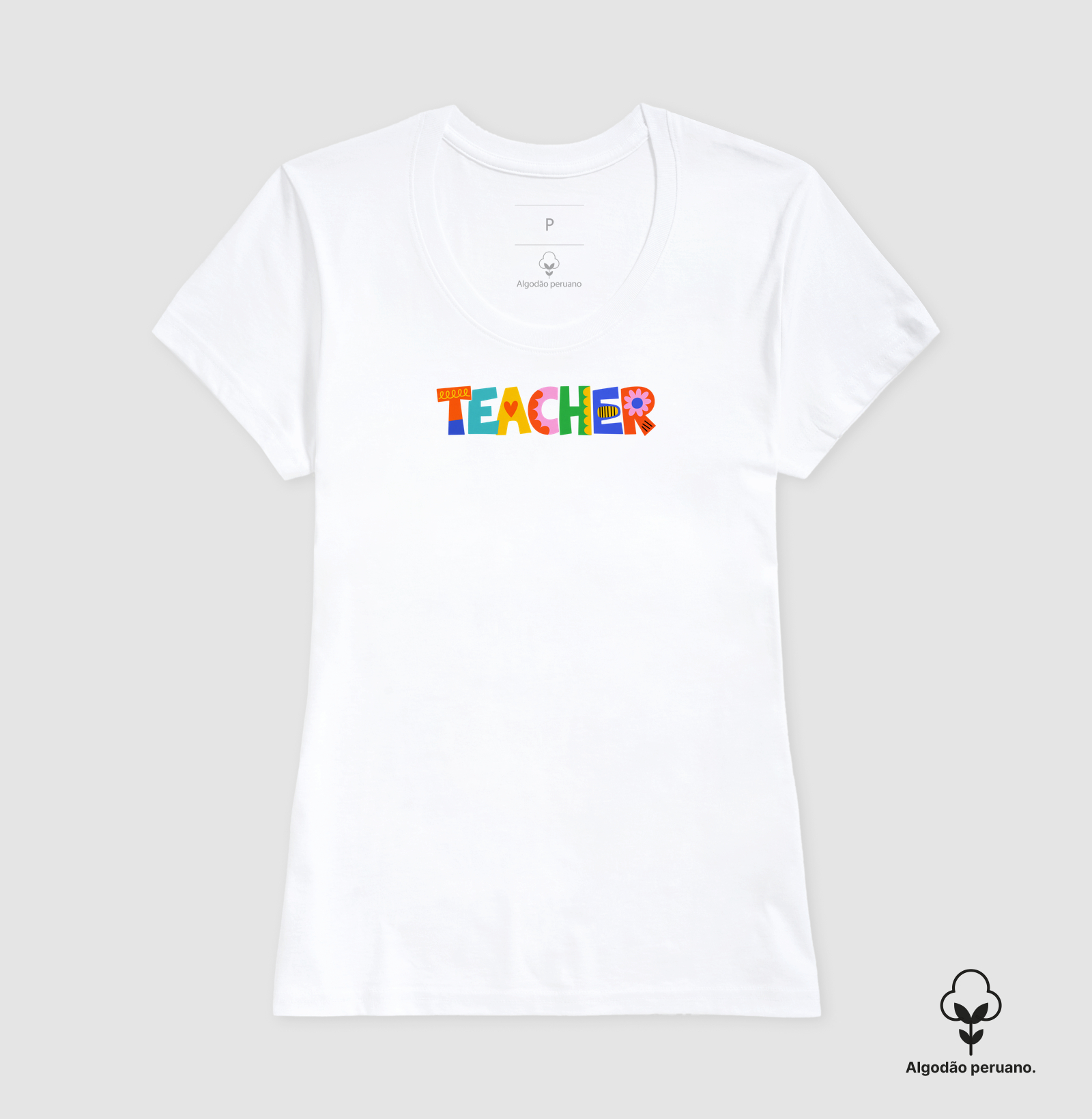 Teacher (Professor / Professora) Artístico & Colorido (algodão peruano) - Imagem 2