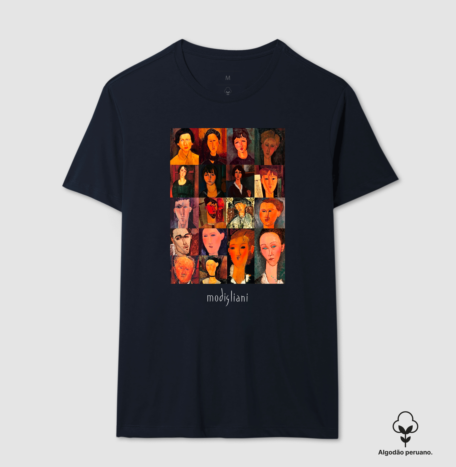Camiseta Premium Algodão Tanguis Pintura Clássica Mosaico Modigliani - Imagem 3