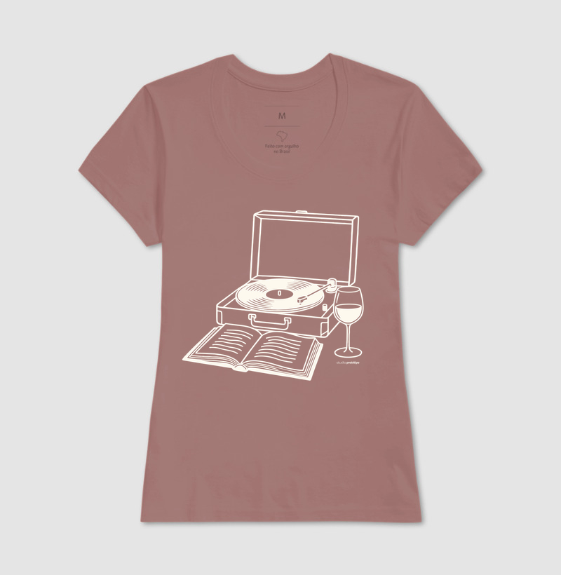 Camiseta Vinil, Livro e Vinho (estampa G) - Imagem 17
