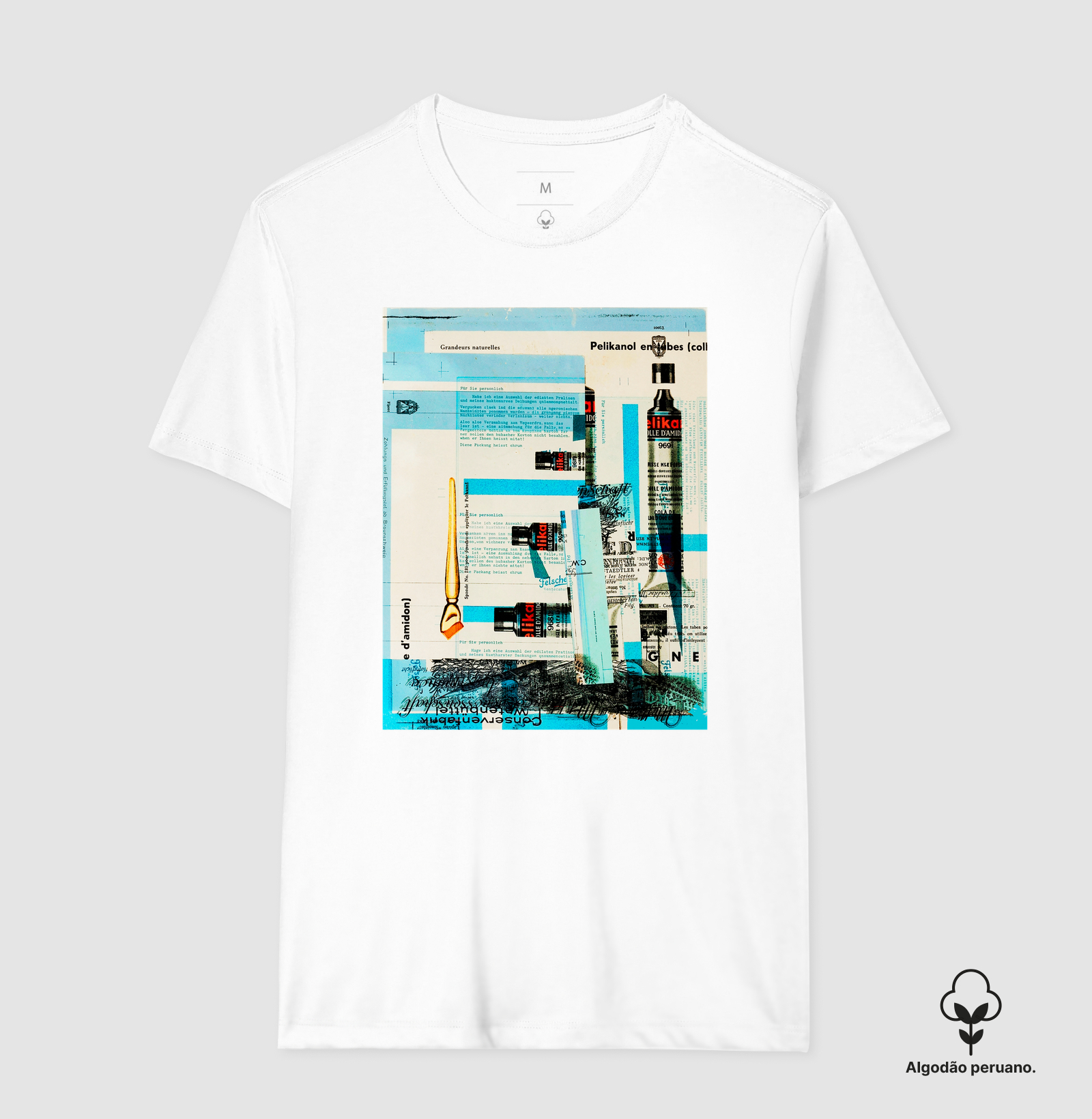 Camiseta Estética Dadaísta Pelikan Papelaria Antiga Algodão Tanguis Nobre - Imagem 2