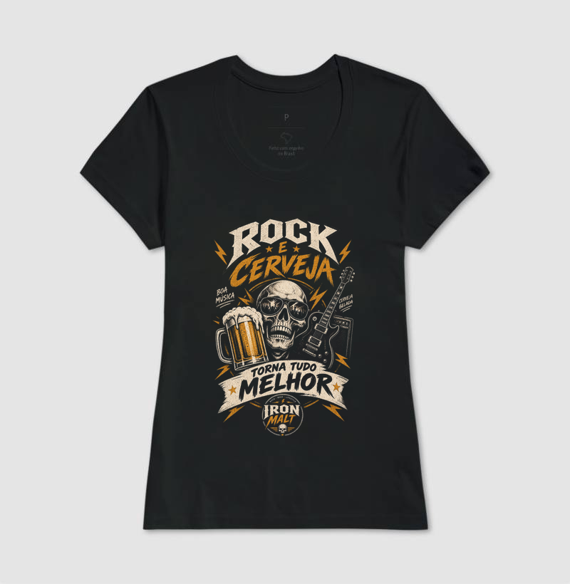 Camiseta Rock e Cerveja Caveira com Guitarra – Estilo Rock’n Roll | Iron Malte - Imagem 3
