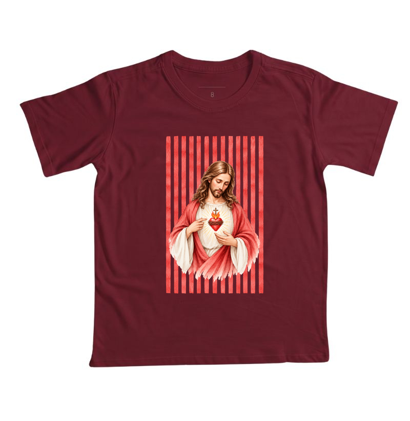 Camiseta Infantil Sagrado Coração de Jesus listras - Imagem 2
