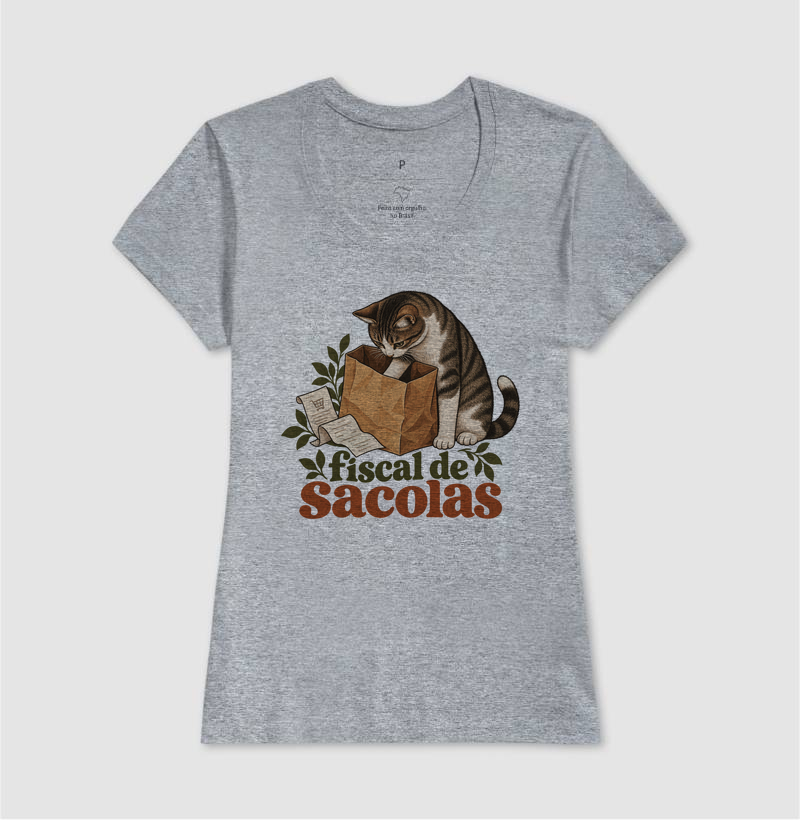 Camiseta Gato Compras "fiscal de sacolas" | Pelo & Pano - Imagem 9