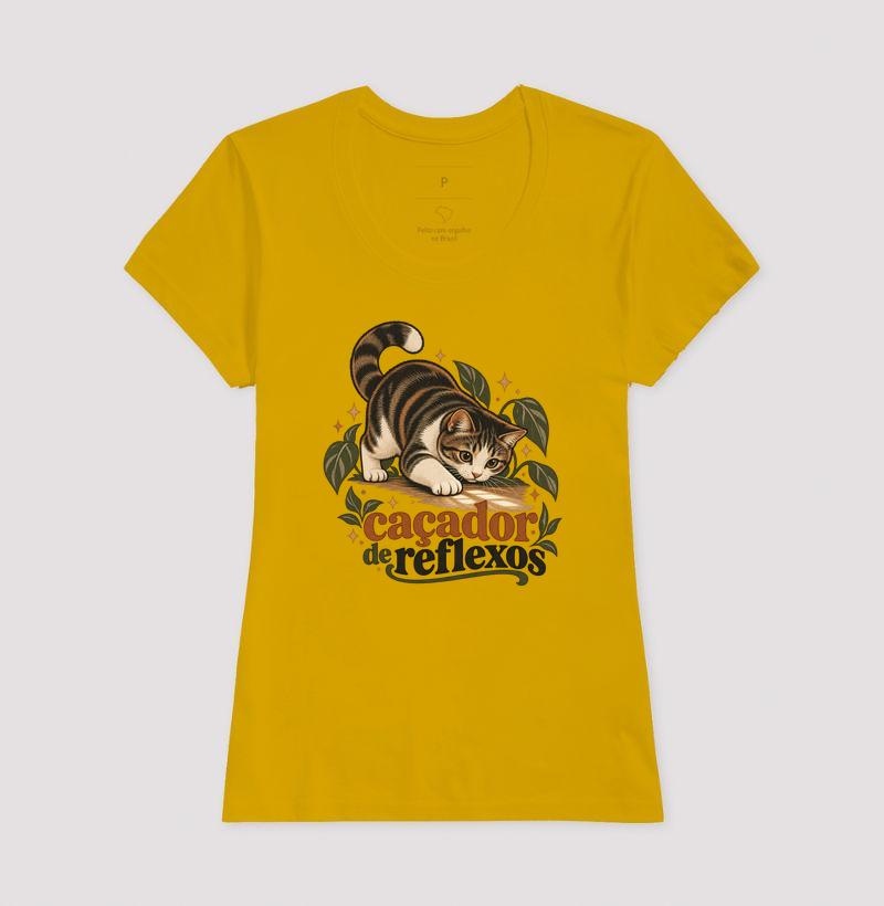 Camiseta Gato Brincando "caçador de reflexos" | Pelo & Pano - Imagem 15