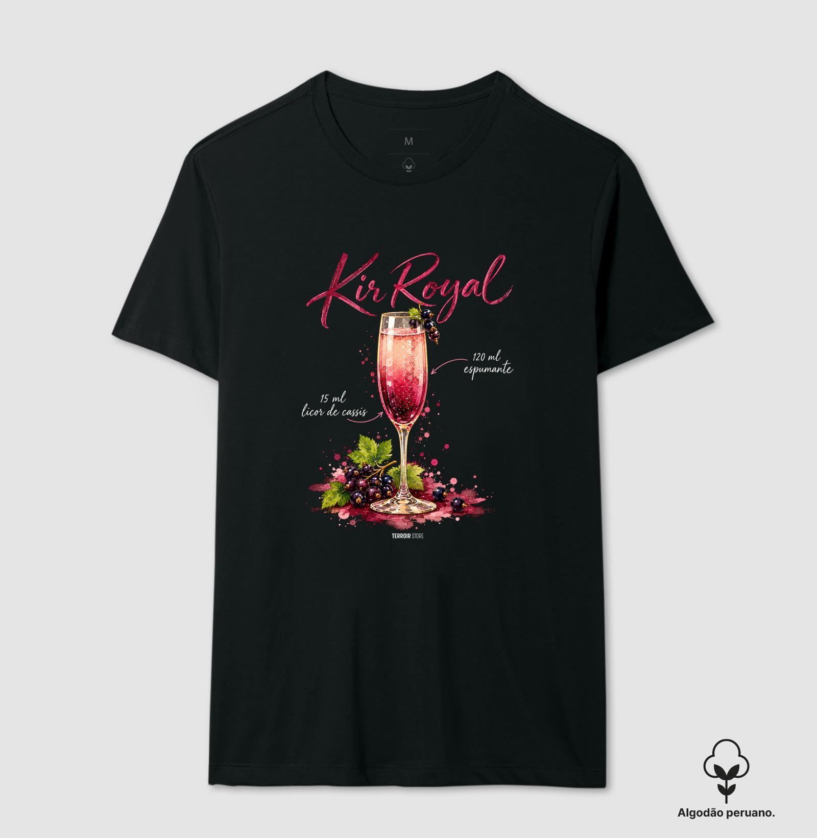 Camiseta Algodão Peruano Kir Royal – Drink com Espumante e Licor de Cassis - Imagem 5