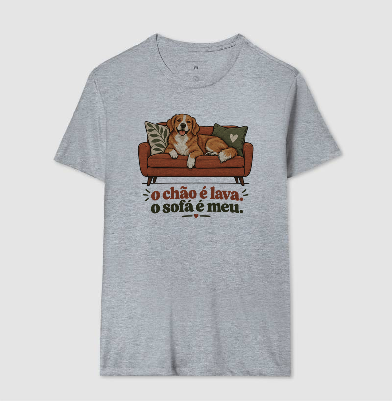 Camiseta Cachorro Sofá "o chão é lava. o sofá é meu." | Pelo & Pano - Imagem 8