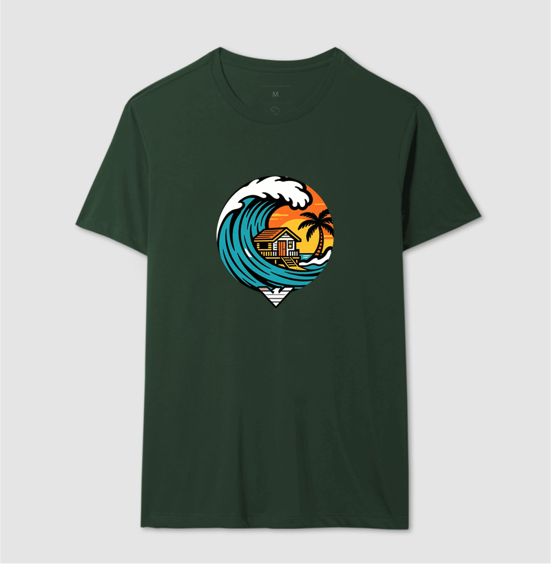 Paraíso no mar - estampa exclusiva.  Sente a brisa, ouça o som das ondas e leve a vibe do paraíso pra onde você for! Mais que uma camiseta - é levar o paraíso com você todo dia. - Imagem 12