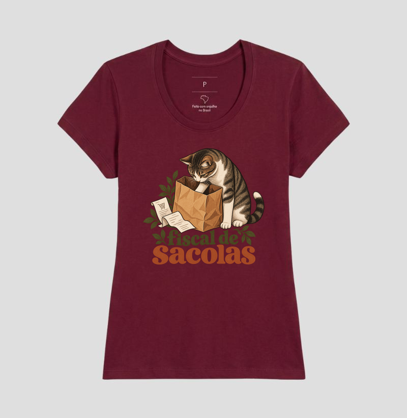 Camiseta Gato Compras "fiscal de sacolas" | Pelo & Pano - Imagem 19