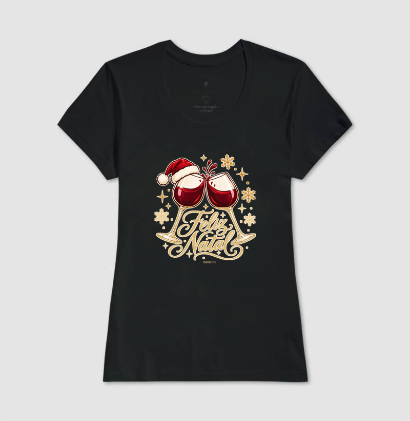 Camiseta Feliz Natal – Brinde de Taças de Vinho - Imagem 3