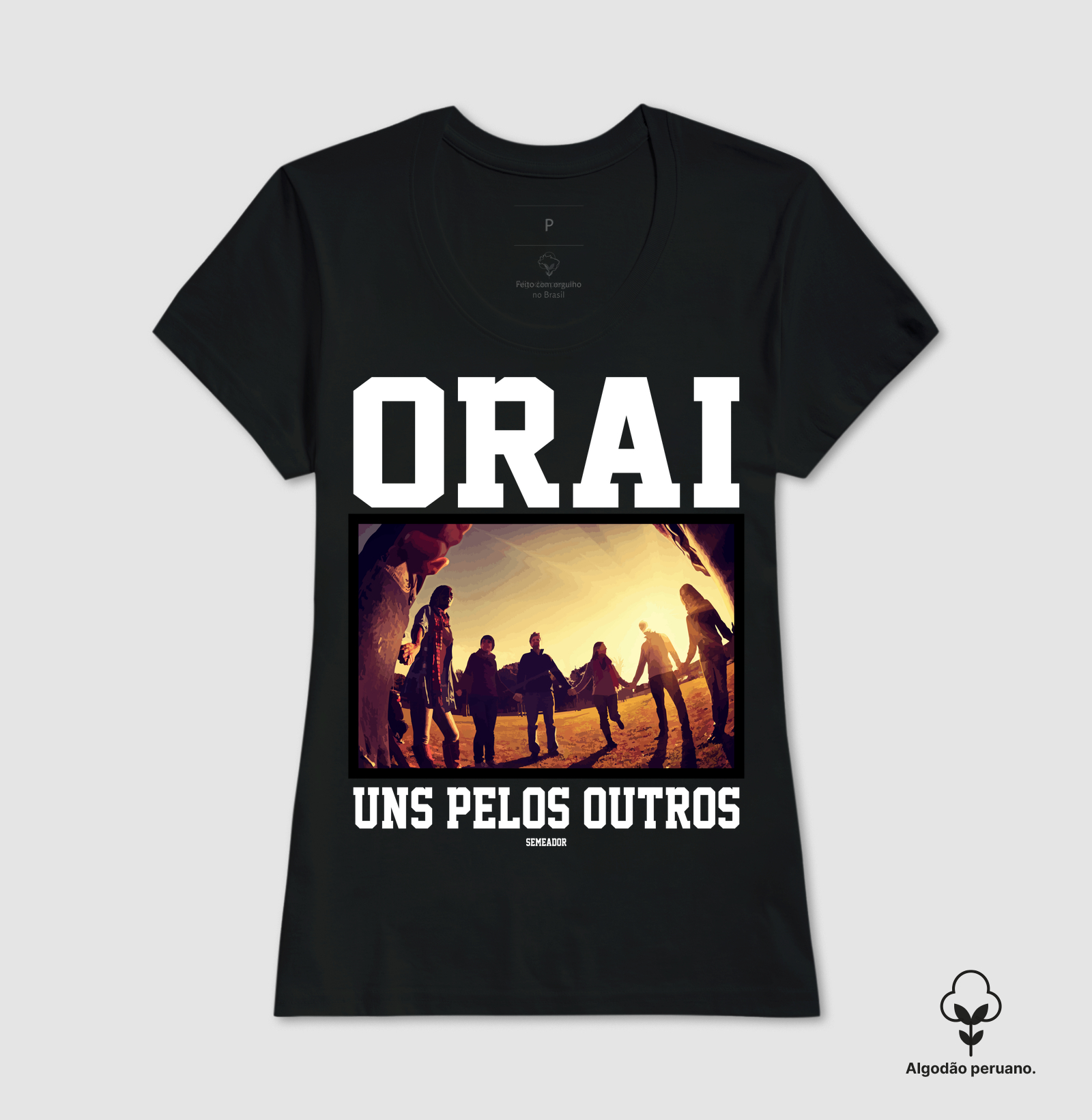 Camiseta Algodão Peruano Cristã Orai Uns Pelos Outros - Imagem 2