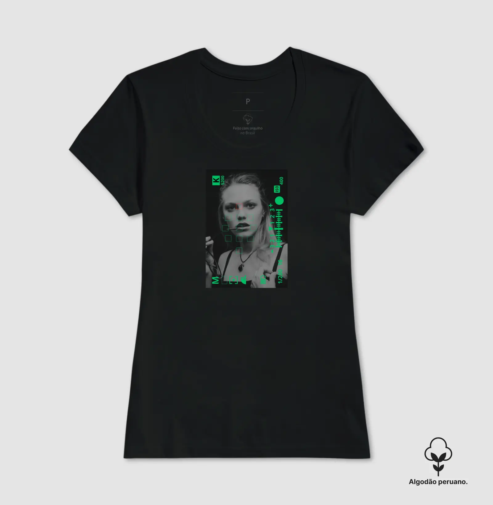 Camiseta Premium algodão Peruano, visor da câmera modelo - Imagem 2
