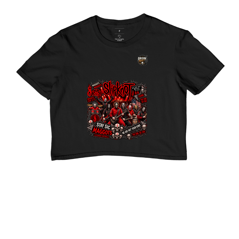 Cropped Nu Metal Rock com Estampa Slipknot, Skull e Visual Dark - Imagem 2