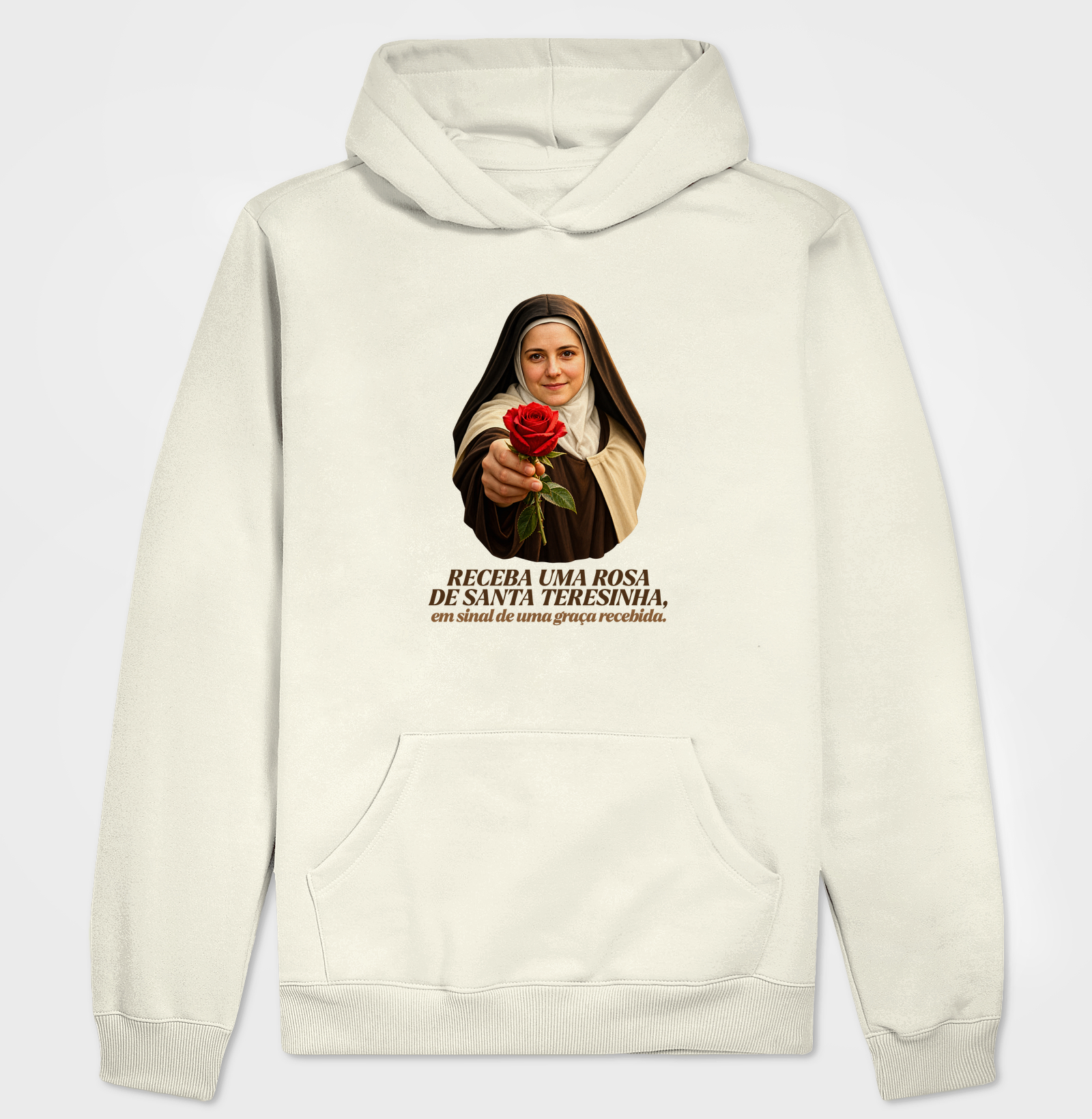 Camiseta Santa Teresinha do Menino Jesus Receba uma Rosa - Imagem 3