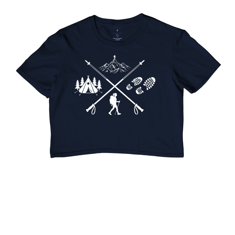 Camiseta Trilheira Montanha Acampamento | Bastoes Cruzados Hiking Feminino | Colecao Viciados em Viagem - Imagem 4